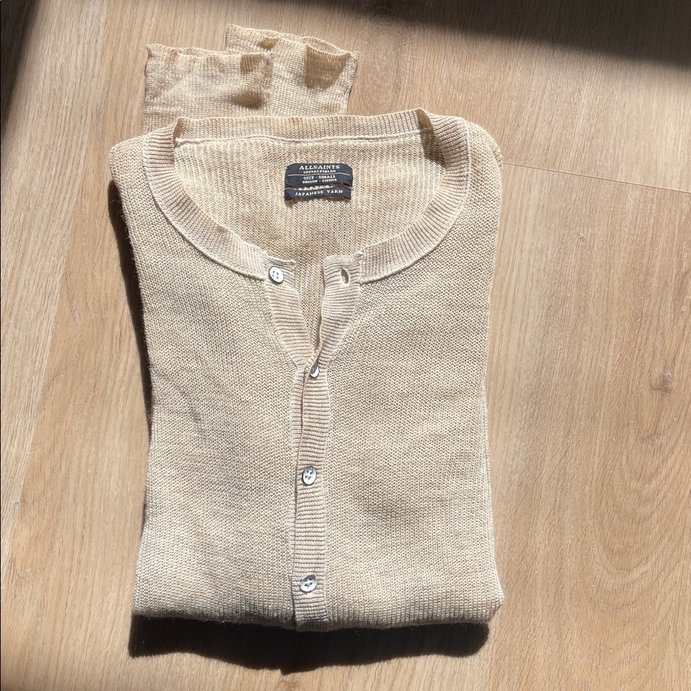 All Saints Tan Cardigan Sweater Size Small
